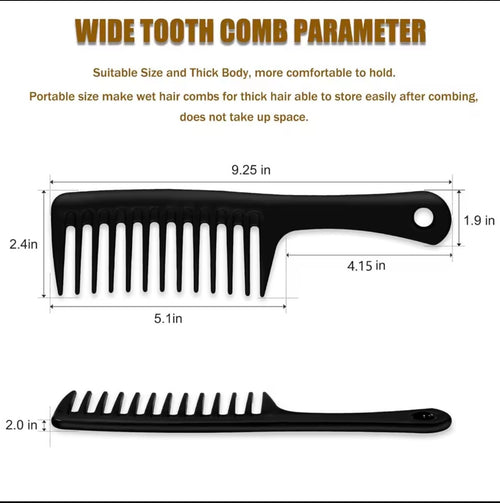 Peigne Démêlant à Dents Larges — Cheveux Naturels, Bouclés & Longs
